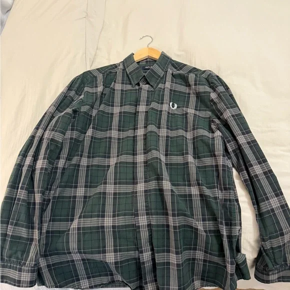 Fred Perry Green Plaid Men's Shirt - Picture 2 of 2